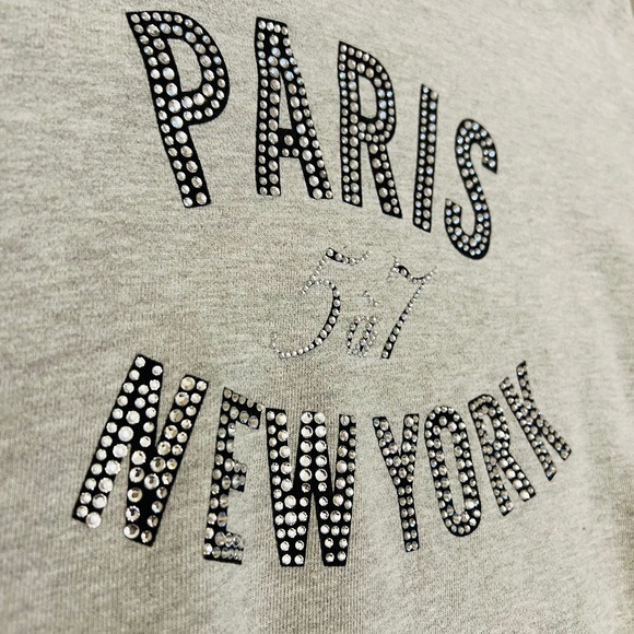 Cinq a Sept Rhinestone "Paris New York" Sweatshirt (Size XXS) - Picture 3 of 7